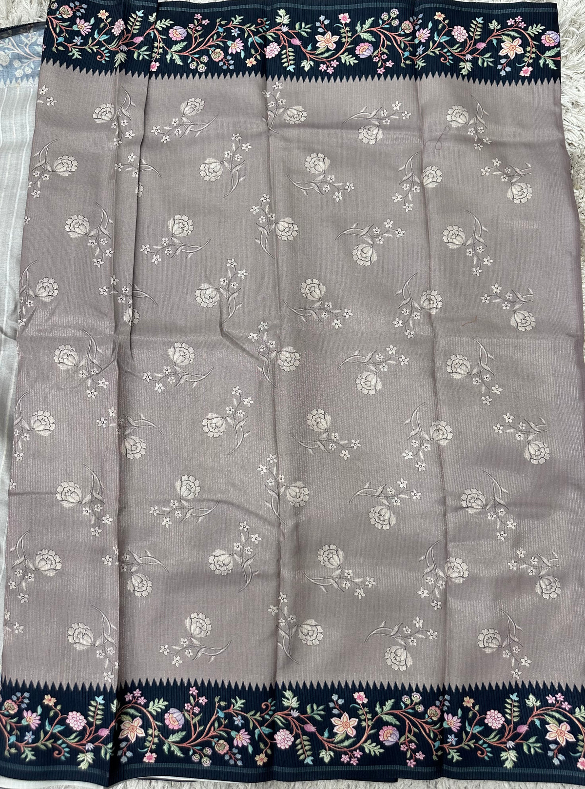 Fancy Soft Tussure Saree with Floral Border Saree
