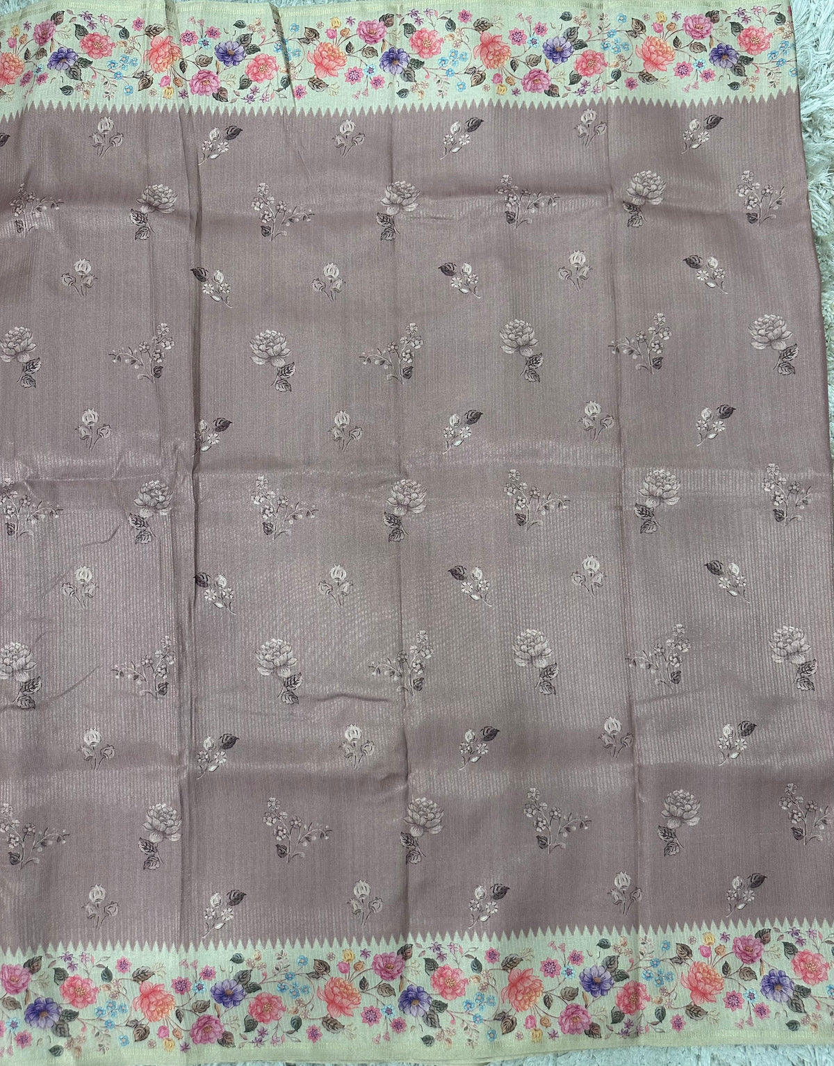Fancy Soft Tussure Saree with Floral Border Saree