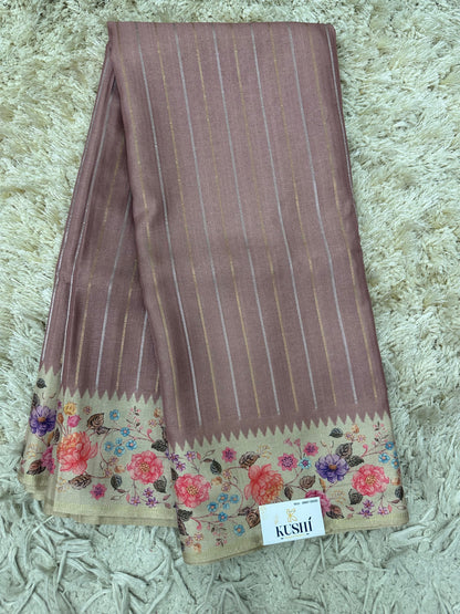 Fancy Soft Tussure Saree with Floral Border Saree
