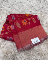 Red Chanderi Pattu Allover Saree