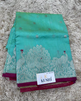 Sea green Chanderi pattu saree