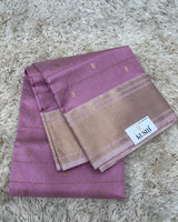Dark onion pink Chanderi pattu saree with checks buta