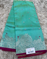Sea green Chanderi pattu saree