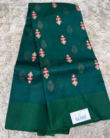 Bottle green Chanderi pattu saree