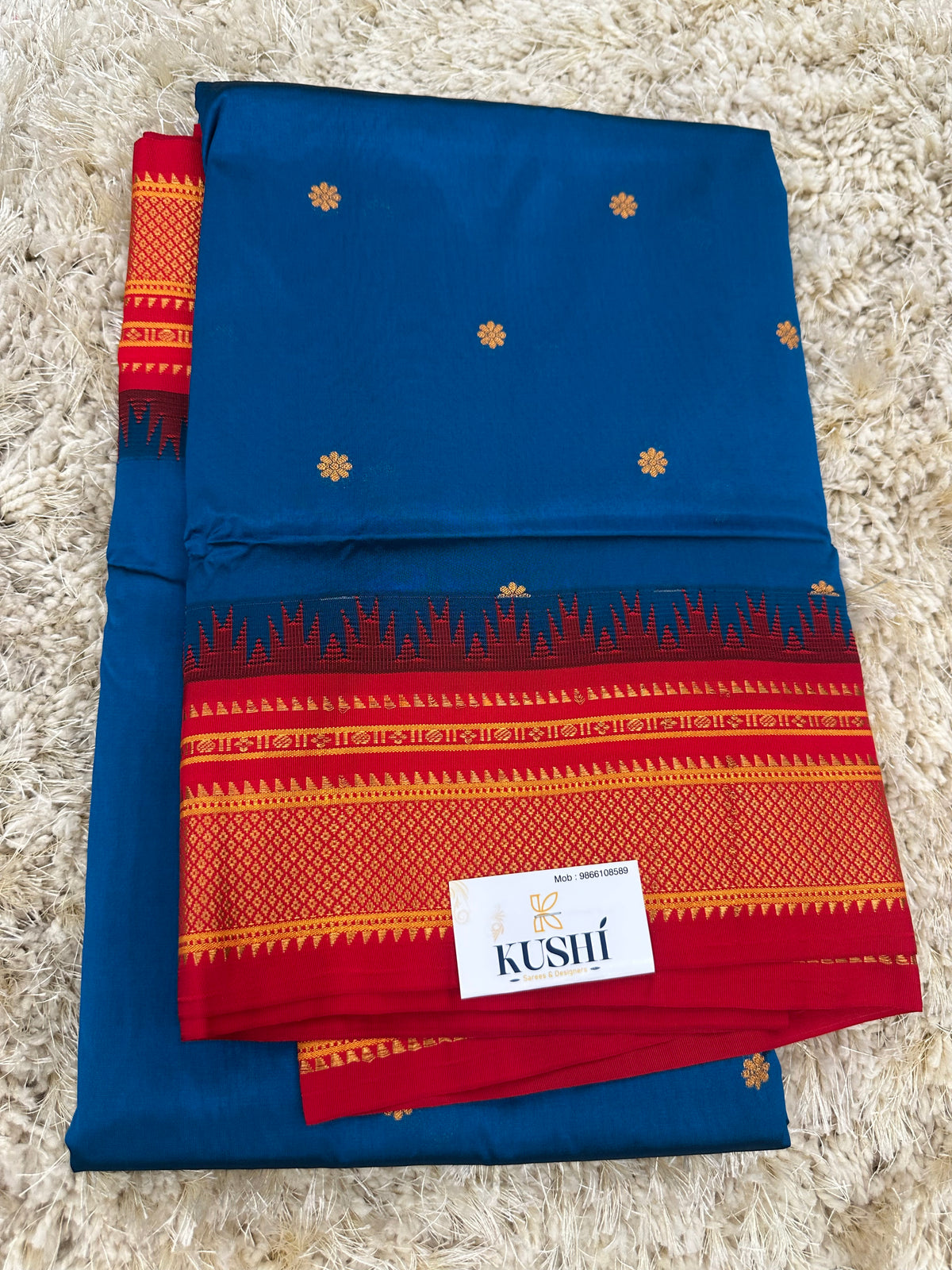 Ilkal pattu small buta with temple Border saree