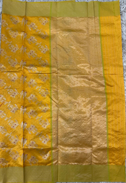 Yellow Allover Chanderi pattu saree
