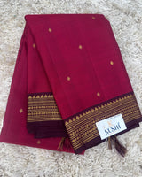 Maroon small border kanjivaram pattu saree