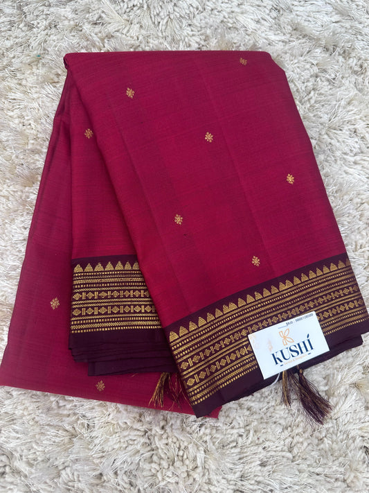 Maroon small border kanjivaram pattu saree
