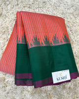 Gadwal pattu checks with plain border saree