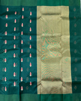 Bottle green Chanderi pattu saree
