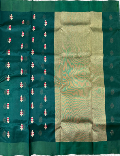 Bottle green Chanderi pattu saree