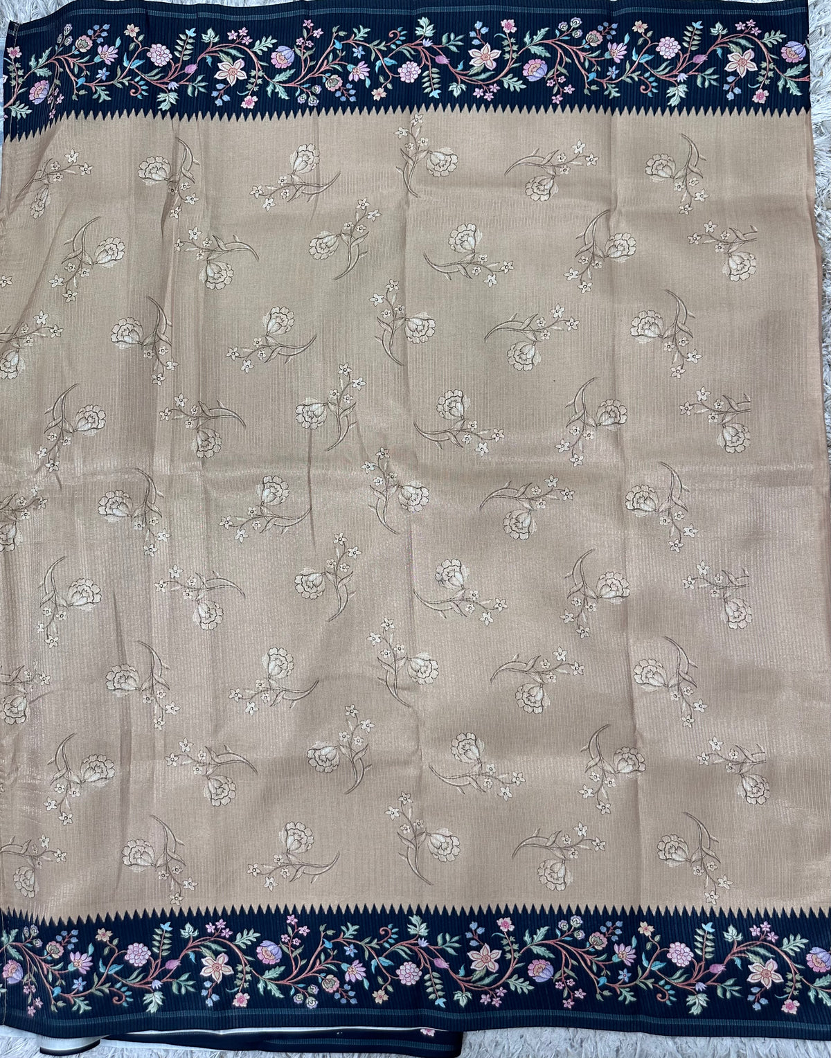 Fancy Soft Tussure Saree with Floral Border Saree