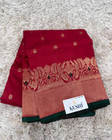 Red Chanderi pattu saree