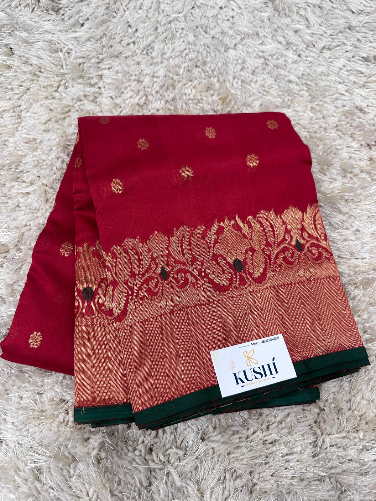 Red Chanderi pattu saree