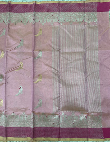 Pink Chanderi Tissue Pattu Saree