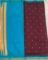 Ilkal pattu small buta with temple Border saree