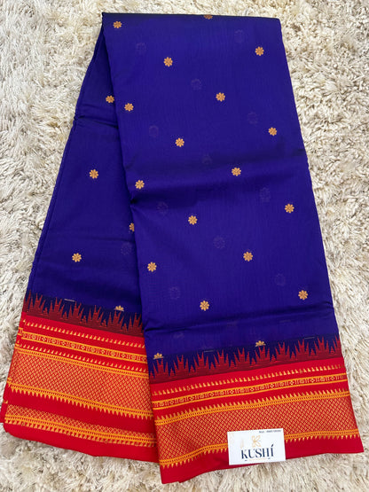 Ilkal pattu small buta with temple Border saree