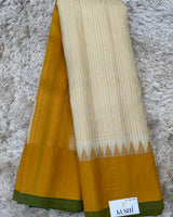 Cream with yellow Gadwal pattu saree