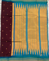 Ilkal pattu small buta with temple Border saree