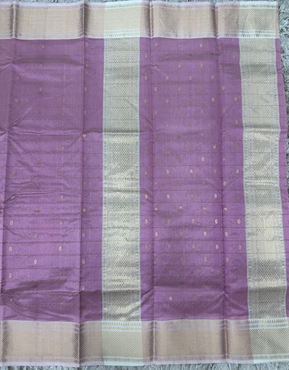 Dark onion pink Chanderi pattu saree with checks buta