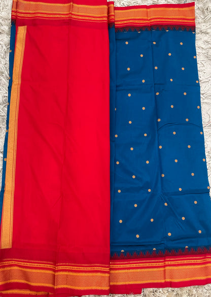 Ilkal pattu small buta with temple Border saree