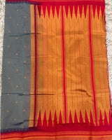 Ilkal pattu small buta with temple Border saree