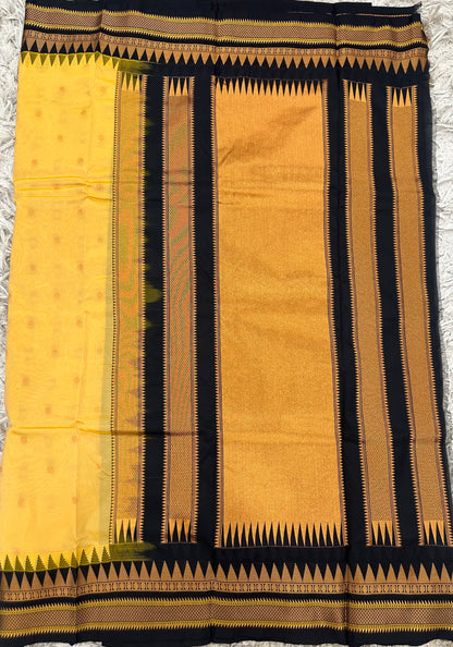 Ilkal pattu small buta with temple Border saree