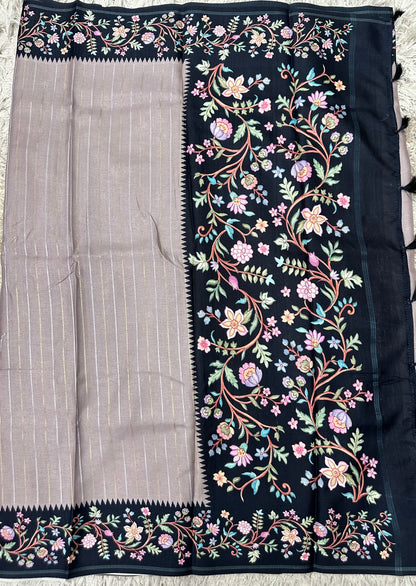 Fancy Soft Tussure Saree with Floral Border Saree