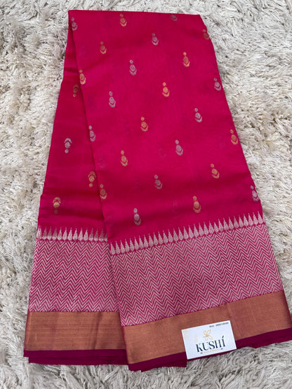 Pink Chanderi pattu saree