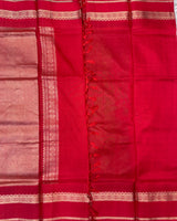 Green with Red Venkatgiri Pattu Gap Border Saree