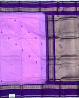 Pink with Purple Gap Border Venkatgiri Pattu Saree