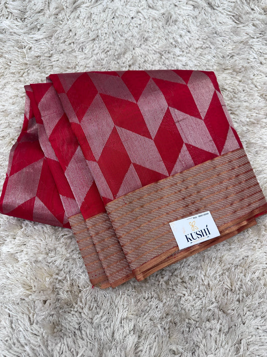 Red Chanderi pattu sraee