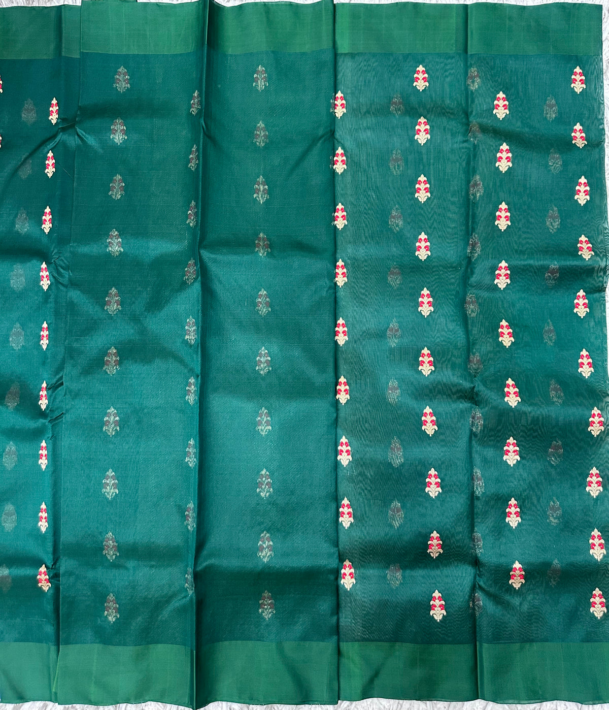 Bottle green Chanderi pattu saree