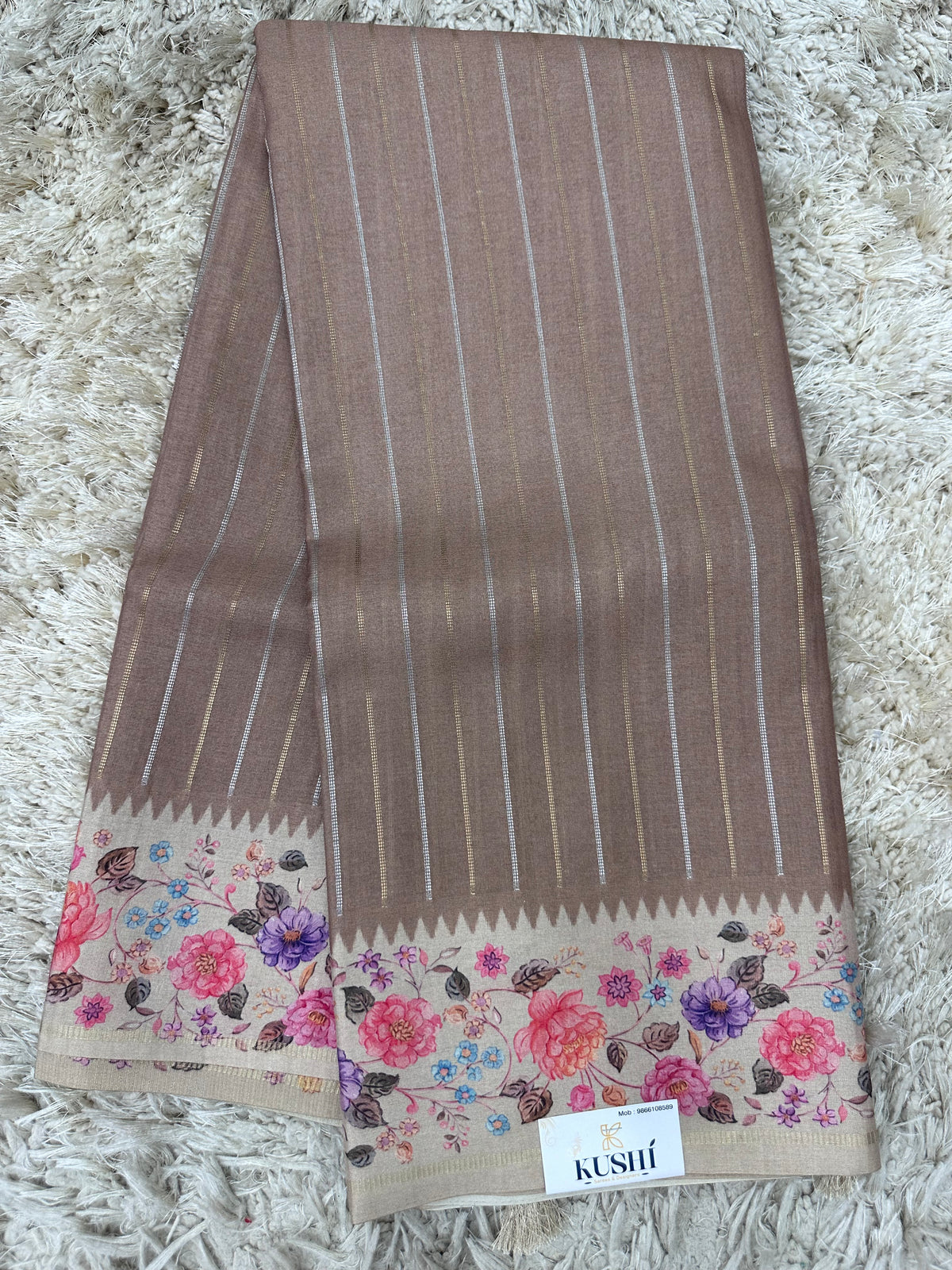 Fancy Soft Tussure Saree with Floral Border Saree