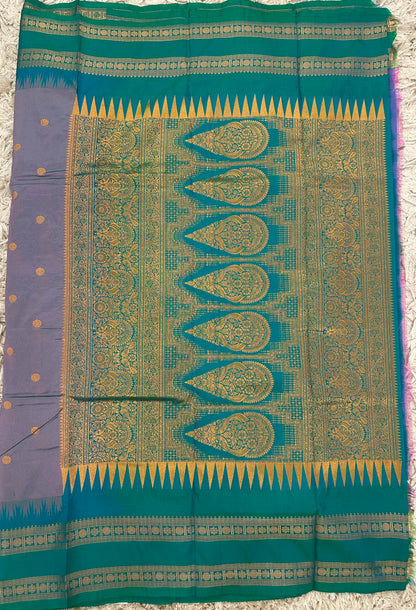 Ilkal pattu small buta with gap border saree
