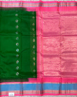 Green Venkatgiri Pattu Saree with Gap Border