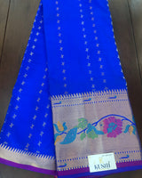 Blue Venkatgiri Pattu with Paithani Border Saree