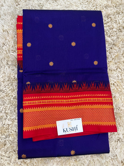 Ilkal pattu small buta with temple Border saree