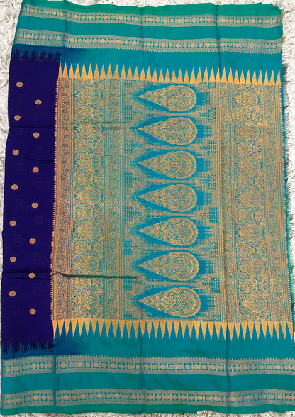 Ilkal pattu small buta with gap border saree
