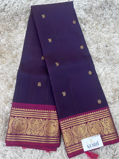 Dark violet kanjivaram pattu saree