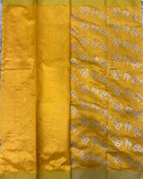 Yellow Allover Chanderi pattu saree