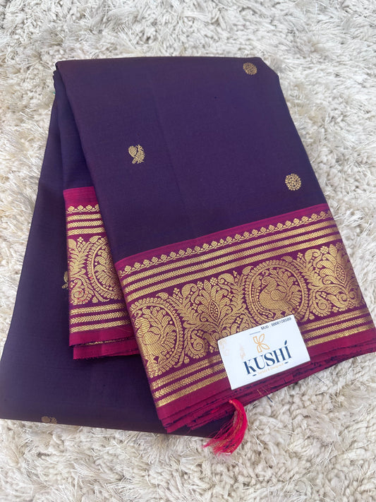 Dark violet kanjivaram pattu saree