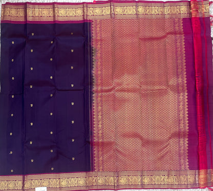 Dark violet kanjivaram pattu saree