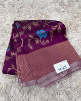 Magenta allover Chanderi  pattu saree