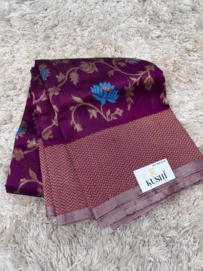 Magenta allover Chanderi  pattu saree