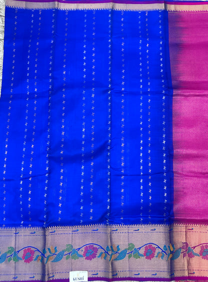 Blue Venkatgiri Pattu with Paithani Border Saree