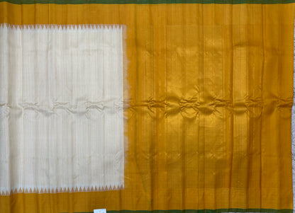 Cream with yellow Gadwal pattu saree