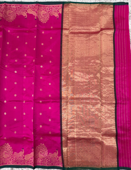 Pink Chanderi pattu saree