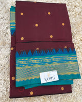 Ilkal pattu small buta with temple Border saree