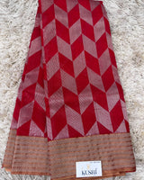 Red Chanderi pattu sraee